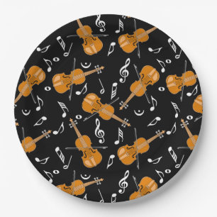 Assiettes En Carton Motif de notes de musique violon