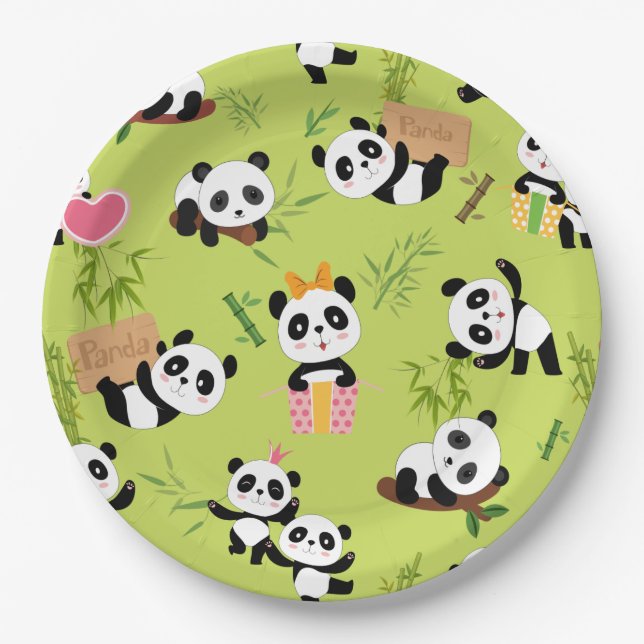 Assiettes En Carton Motif de Panda 3 (Devant)