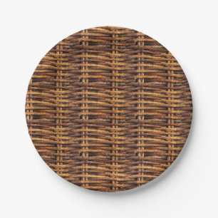 Assiettes En Carton Motif de panier d'osier