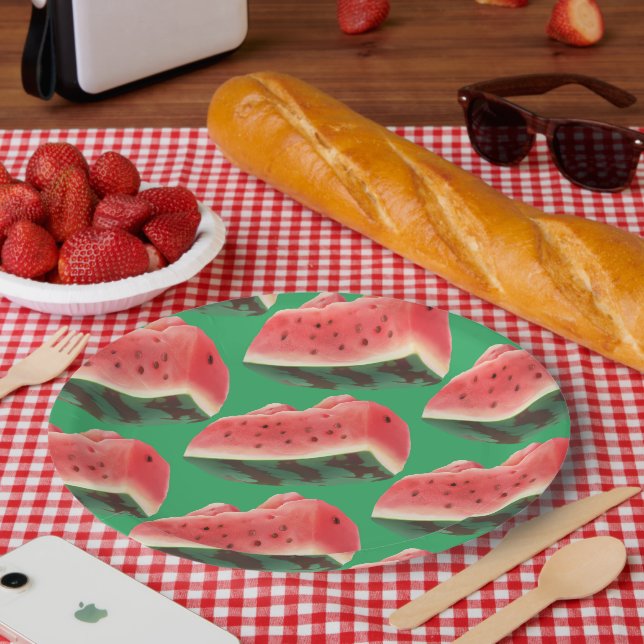 Assiettes En Carton Motif de pastèque (Pique-nique)