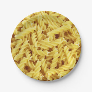 Assiettes En Carton Motif de pâtes en spirale jaune