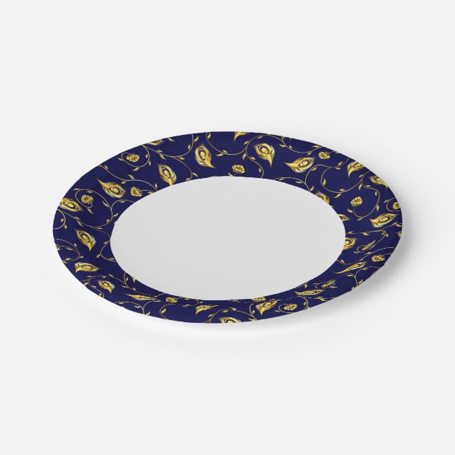 Assiettes En Carton Motif de Peacock Sari (Angle)