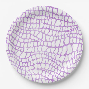 Assiettes En Carton Motif de peau de crocodile blanc et violet