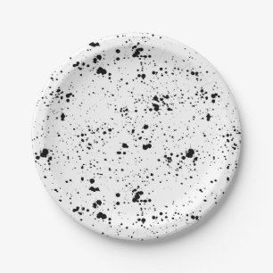 Assiettes En Carton Motif de peinture noire