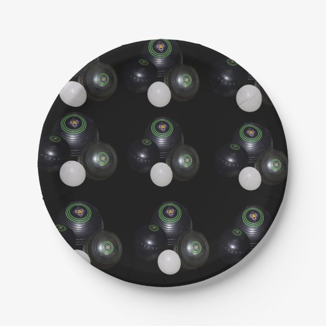 Assiettes En Carton Motif De Pelouse Noir Et Blanc, (Devant)