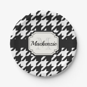 Assiettes En Carton Motif de pied-de-poule