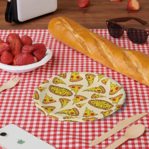 Assiettes En Carton Motif de pizza au fromage fondu