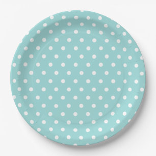 Assiettes En Carton Motif de points Polka Bleu Blanc