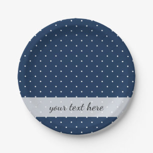 Assiettes En Carton motif de pois blanc minuscule élégant de bleu