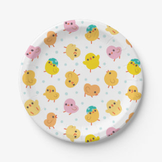Assiettes En Carton Motif de pois de poussins de bébé