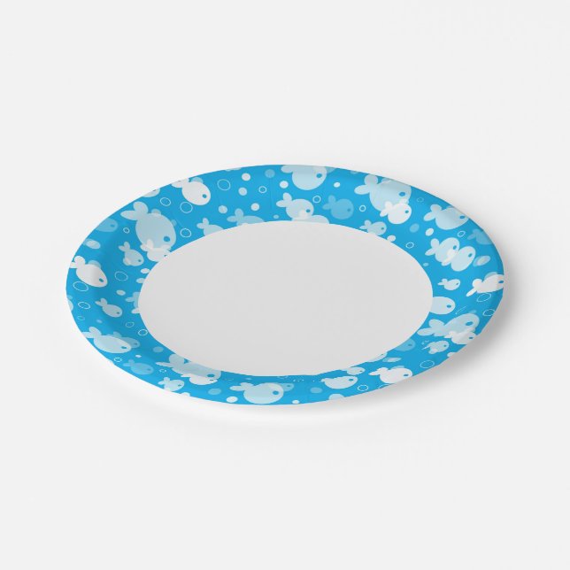 Assiettes En Carton motif de poisson (Angle)