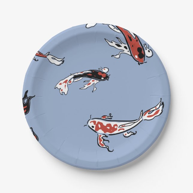 Assiettes En Carton Motif de poisson Koi Carp (Devant)