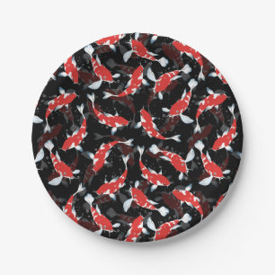 Assiettes En Carton Motif de poisson Red Koi