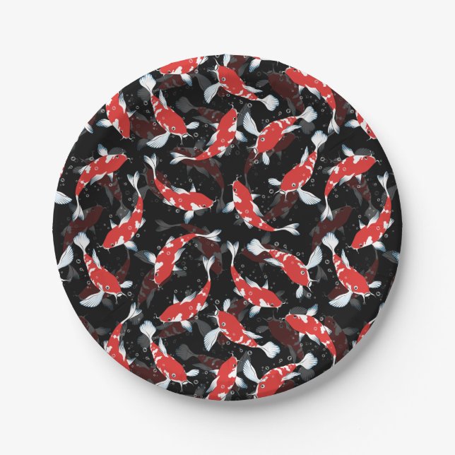 Assiettes En Carton Motif de poisson Red Koi (Devant)