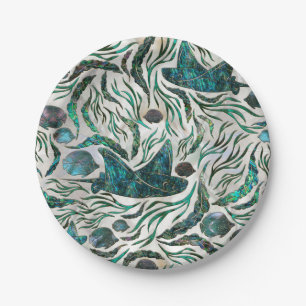 Assiettes En Carton Motif de poisson stingray et squelette Abalone