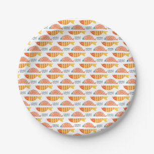 Assiettes En Carton Motif de poissons de natation d'art populaire