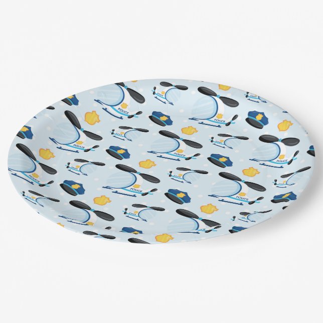 Assiettes En Carton Motif de police (Angle)