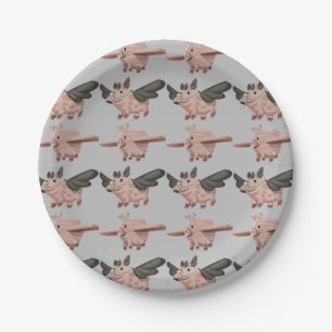 Assiettes En Carton Motif de porcs de vol