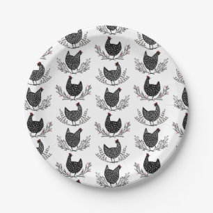 Assiettes En Carton Motif de poulet sans soudure