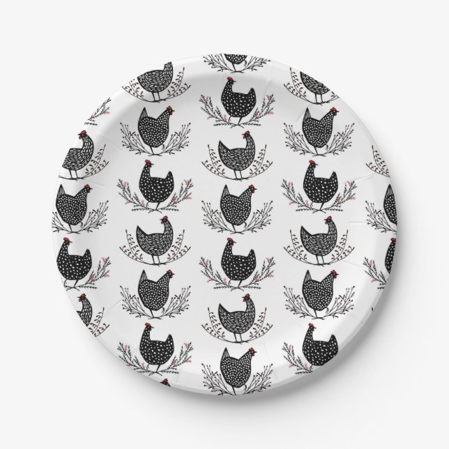 Assiettes En Carton Motif de poulet sans soudure (Devant)