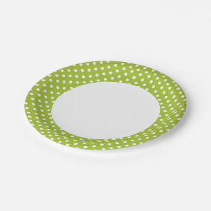 Assiettes En Carton motif de printemps avec pois blancs