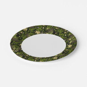 Assiettes En Carton Motif de printemps en or vert