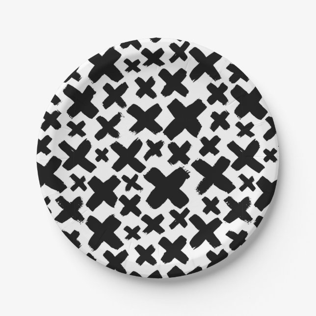Assiettes En Carton Motif de projection de peinture noire (Devant)