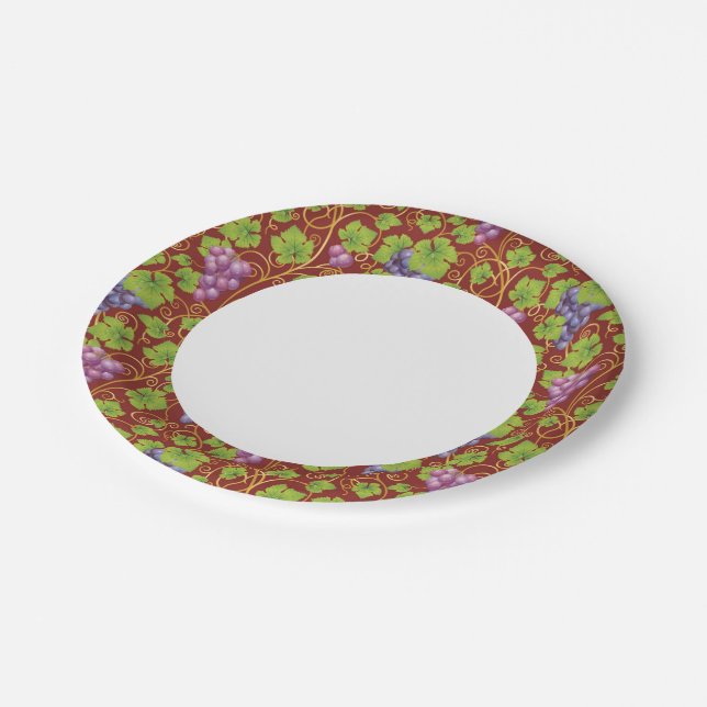 Assiettes En Carton Motif de raisins (Angle)