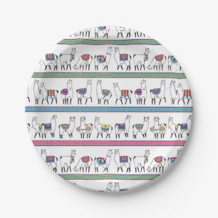 Assiettes En Carton Motif de rayure de lama