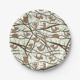 Assiettes En Carton Motif de sourire de paresse