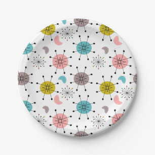 Assiettes En Carton Motif de Starburst Retro atomique