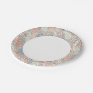Assiettes En Carton motif de style japonais. Illustration.
