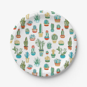 Assiettes En Carton Motif de Succulents
