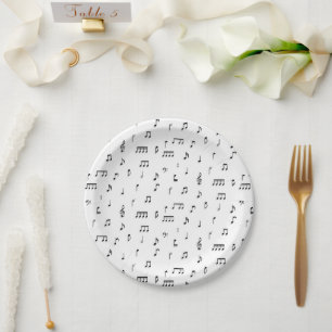 Assiettes En Carton Motif de symboles Black & White Music Notes