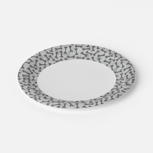 Assiettes En Carton Motif de texture osseuse en niveaux de gris (Angle)