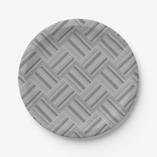 Assiettes En Carton Motif de tissage en diagonale rayures grises