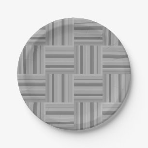 Assiettes En Carton Motif de tissage rayures grises