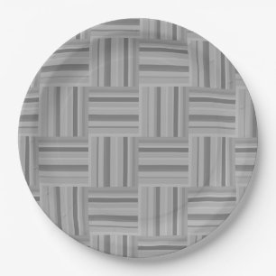 Assiettes En Carton Motif de tissage rayures grises