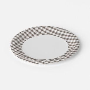 Assiettes En Carton Motif de tissu de table Brown