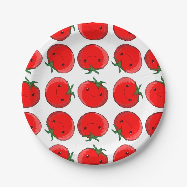 Assiettes En Carton Motif de tomate de carton mou (Devant)
