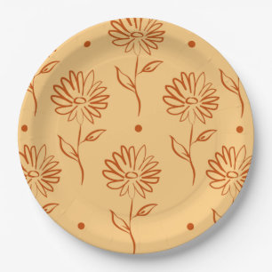 Assiettes En Carton Motif de tournesol couleur Butterscotch