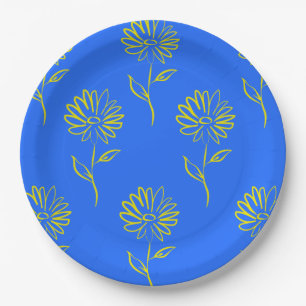 Assiettes En Carton Motif de tournesol jaune 