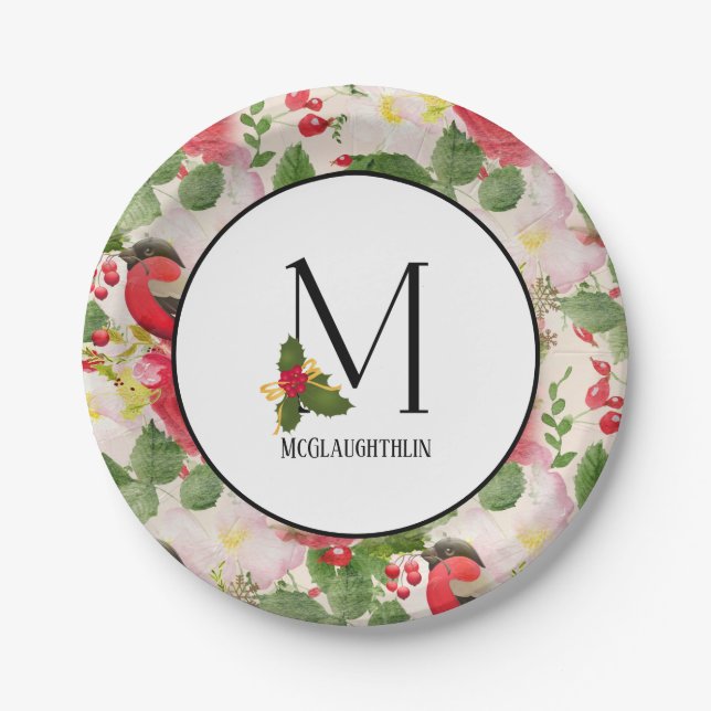 Assiettes En Carton Motif de vacances Monogramme initial M personnalis (Devant)