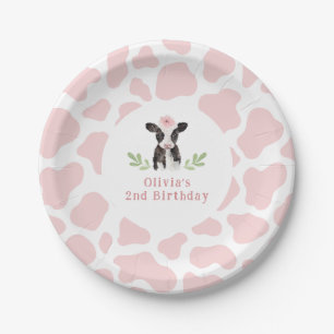 Assiettes En Carton Motif de vache rose