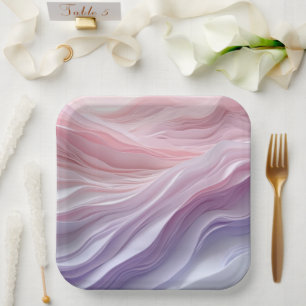 Assiettes En Carton Motif de vague de calme Pastel