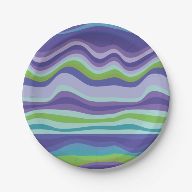 Assiettes En Carton Motif de vague violet moderne (Devant)