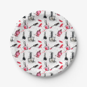 Assiettes En Carton Motif de vernis à ongles d'aquarelle