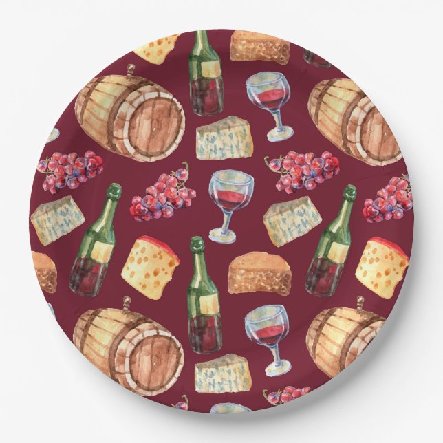 Assiettes En Carton Motif de vin (Devant)
