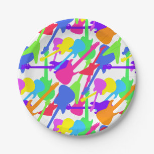 Assiettes En Carton Motif d'éclaboussure de guitare
