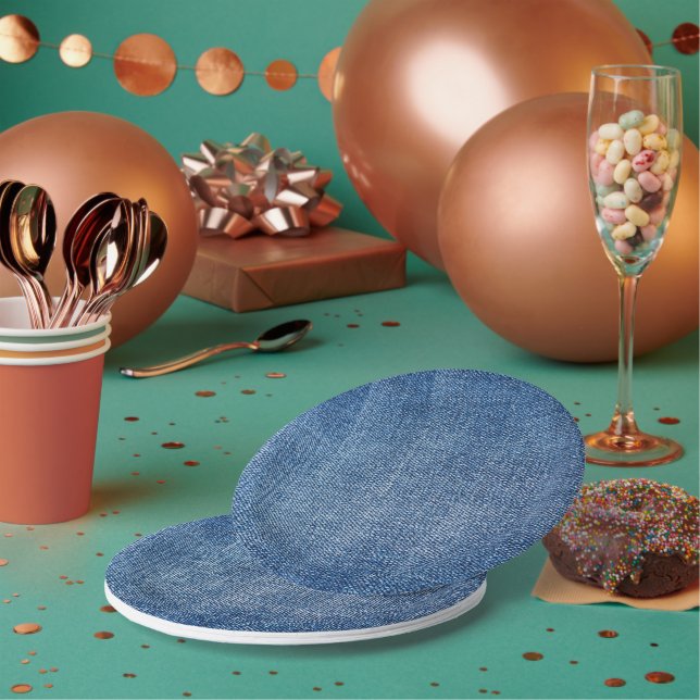 Assiettes En Carton Motif Denim (Multi)